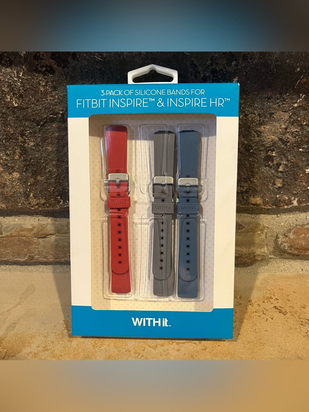 WithIt Fitbit Inspire and Inspire HR Silicone Bands 3-Pack Red, Blue, Grey